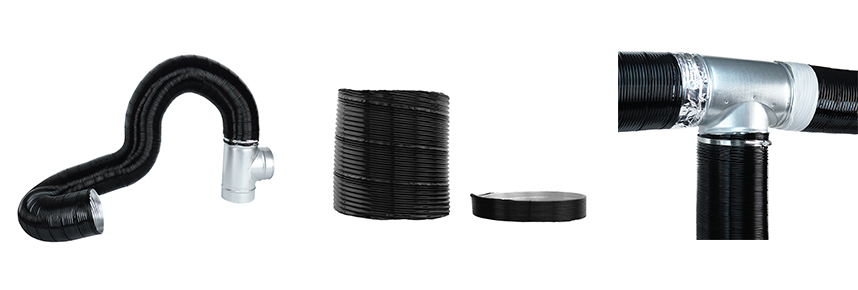 Das schwarze, flexible Aluminiumrohr Dalap ALUDAP D kann nach Bedarf geformt, gedehnt und montiert werden.