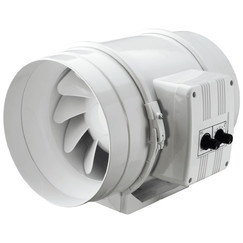 Axialer-Rohrventilator mit Temperatur- und Drehzahlregelung und höherer Leistung Ø 125 mm