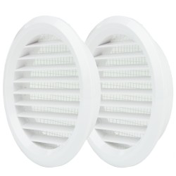 Lüftungsgitter aus PVC mit Flansch und Insektenschutz - rund Ø 80 mm, weiß (2 Stck.)