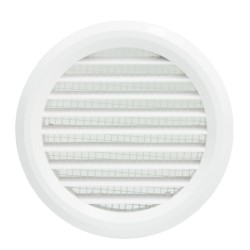 Lüftungsgitter aus PVC mit Flansch und Insektenschutz - rund Ø 80 mm, weiß
