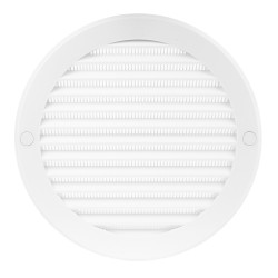PVC-Rundes Lüftungsgitter mit Flansch und Insektenschutz Ø 160 mm, weiß