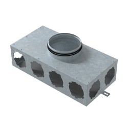 Metall-Verteilerbox mit 8 Flanschen Ø 90 mm für das Flexitech-System